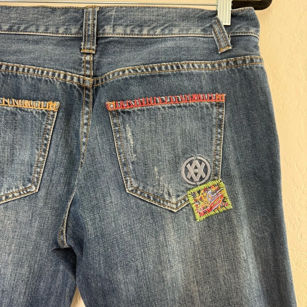 CAbi Patchwork Boyfriend Cropped Jeans Denim Pant Boho Indie Colorful Art Sz 4 - Picture 7 of 7